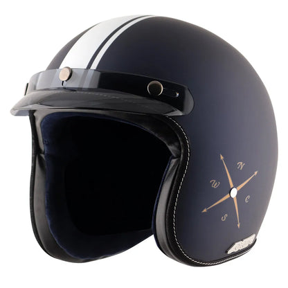AXOR Retro Jet Euro Globe Dull Royal Blue Half Face Helmet