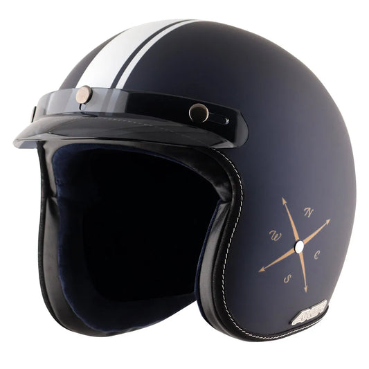 AXOR Retro Jet Euro Globe Dull Royal Blue Half Face Helmet