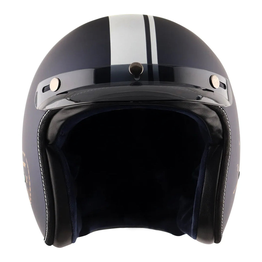 AXOR Retro Jet Euro Globe Dull Royal Blue Half Face Helmet