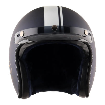 AXOR Retro Jet Euro Globe Dull Royal Blue Half Face Helmet