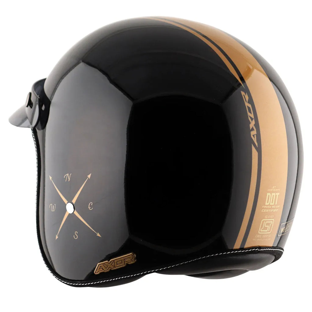 AXOR Retro Jet Euro Globe Black Half Face Helmet