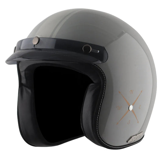 AXOR Retro Jet Euro Globe Cool Grey Half Face Helmet