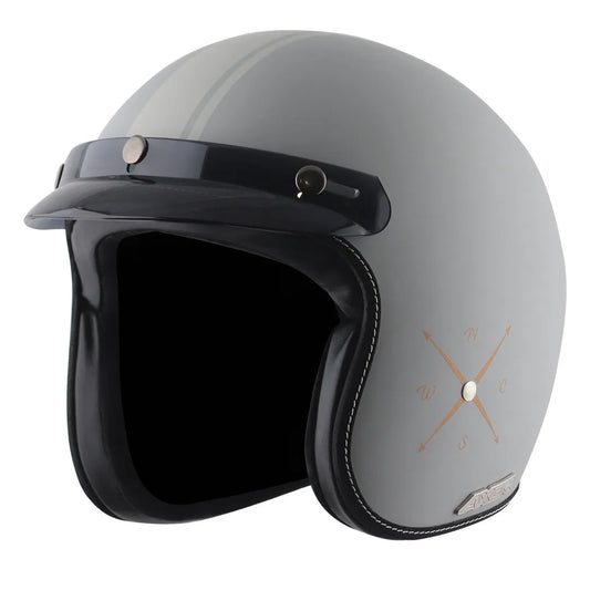 AXOR Retro Jet Euro Globe Dull Cool Grey Half Face Helmet