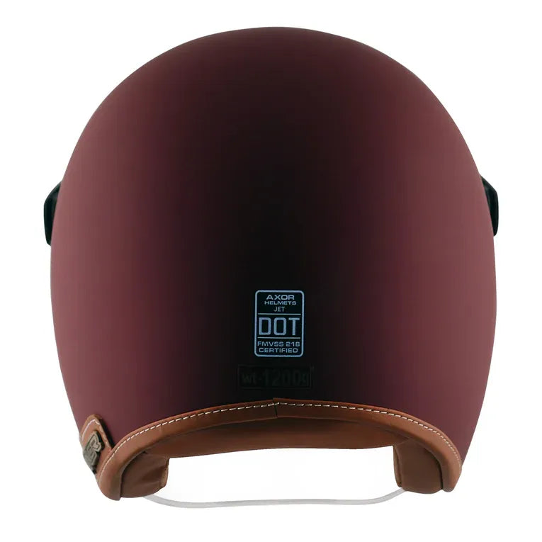 AXOR Retro Jet Leather Dull Chestnut Red Half Face Helmet
