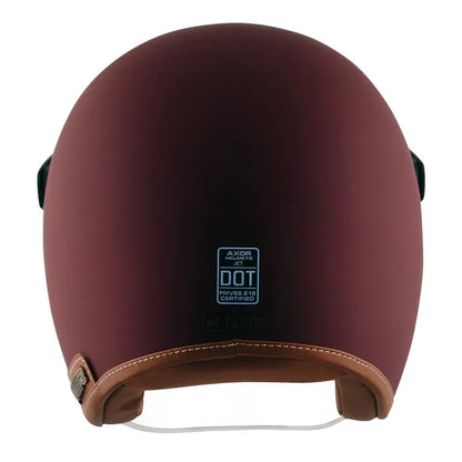 AXOR Retro Jet Leather Dull Chestnut Red Half Face Helmet