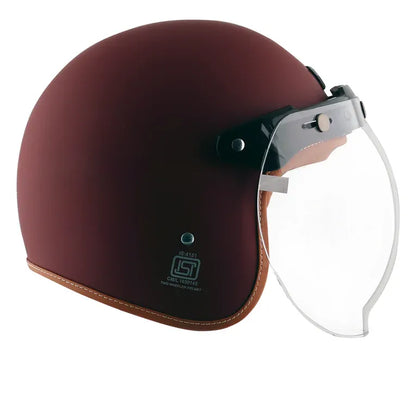 AXOR Retro Jet Leather Dull Chestnut Red Half Face Helmet