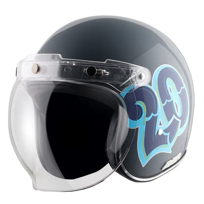 AXOR Retro Jet Sportz C13 Athena Grey Blue Half Face Helmet