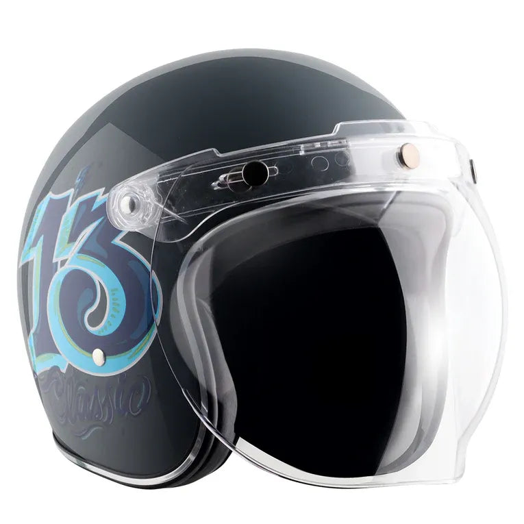 AXOR Retro Jet Sportz C13 Athena Grey Blue Half Face Helmet