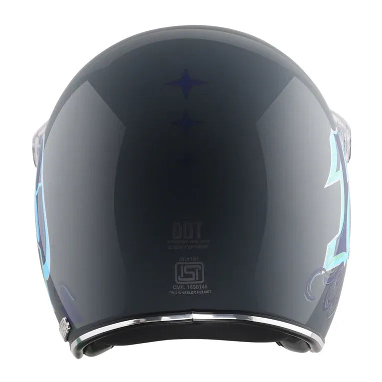 AXOR Retro Jet Sportz C13 Athena Grey Blue Half Face Helmet