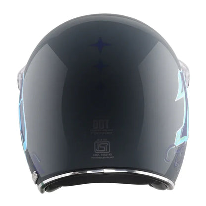 AXOR Retro Jet Sportz C13 Athena Grey Blue Half Face Helmet