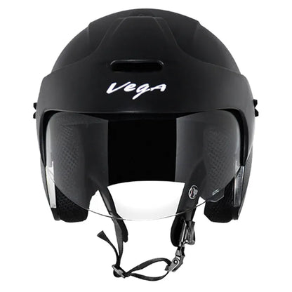 VEGA Ridge With Peak Black Half Face Helmet