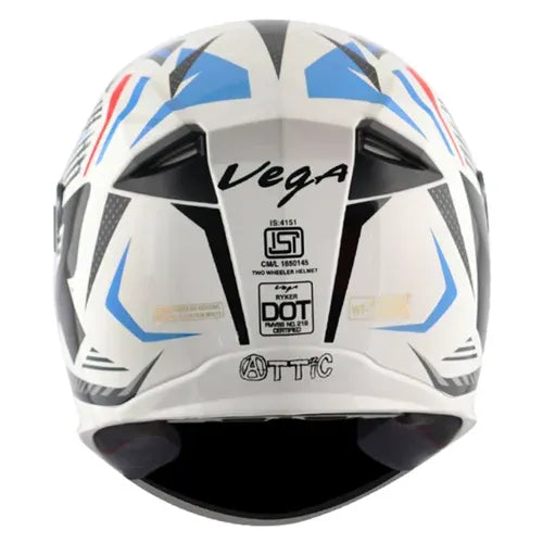 VEGA Ryker Attic White Blue Full Face Helmet