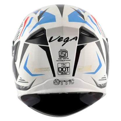 VEGA Ryker Attic White Blue Full Face Helmet