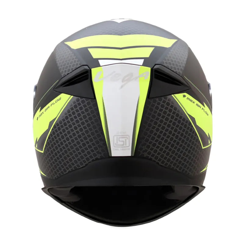 VEGA Ryker Bolder Dull Black Neon Yellow Full Face Helmet