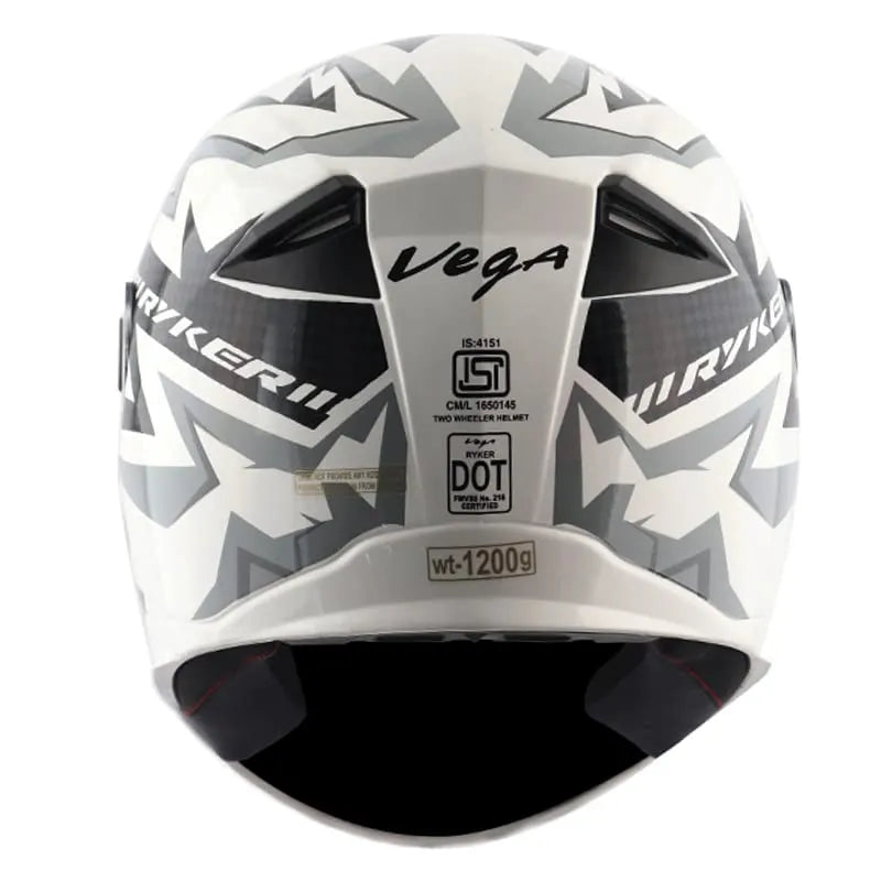 VEGA Ryker Elite White Grey Full Face Helmet