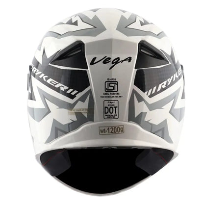 VEGA Ryker Elite White Grey Full Face Helmet