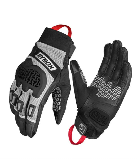Rynox Gravel Motorsport Gloves Black Grey Riding Gears