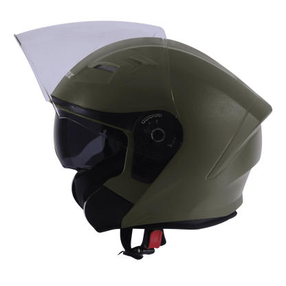 STEELBIRD Sba 17 Rdx Dashing Battle Green Half Face Helmet