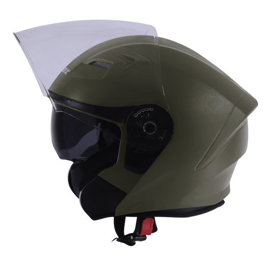STEELBIRD Sba 17 Rdx Dashing Battle Green Half Face Helmet