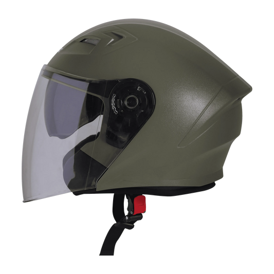 STEELBIRD Sba 17 Rdx Dashing Battle Green Half Face Helmet