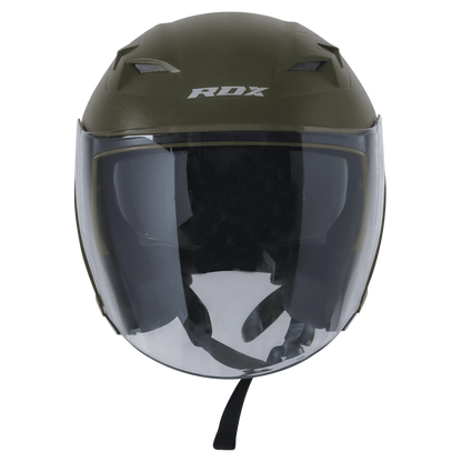 STEELBIRD Sba 17 Rdx Dashing Battle Green Half Face Helmet