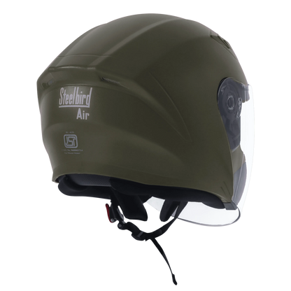 STEELBIRD Sba 17 Rdx Dashing Battle Green Half Face Helmet