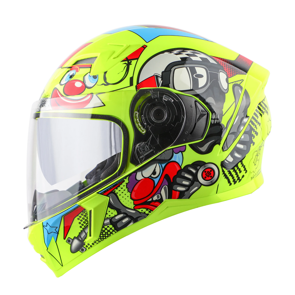 STEELBIRD Sba 21 Comic Fluo Glossy Neon Full Face Helmet