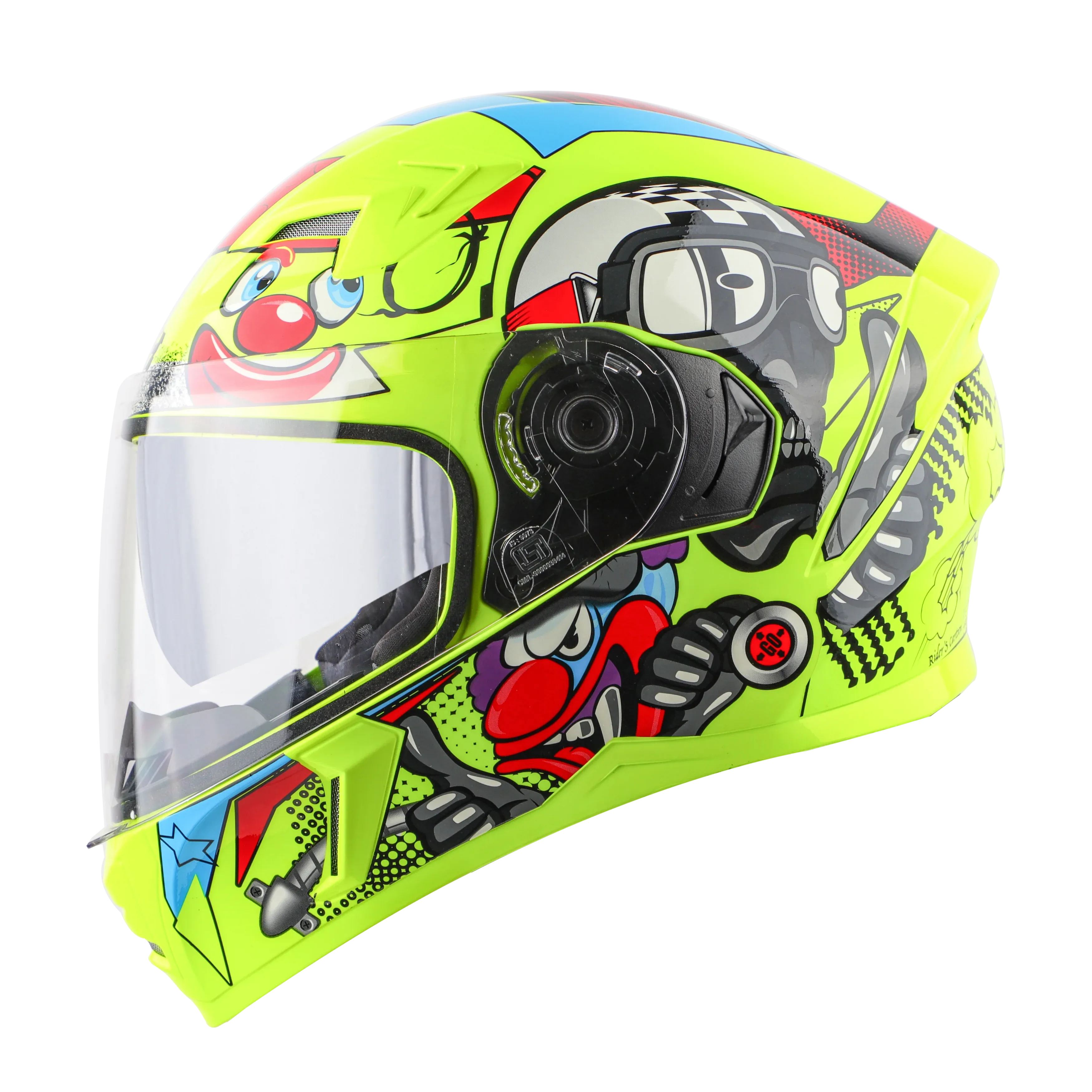 STEELBIRD Sba 21 Comic Fluo Glossy Neon Full Face Helmet