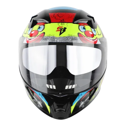 STEELBIRD Sba 21 Comic Glossy Black Neon Clear Visor Full Face Helmet