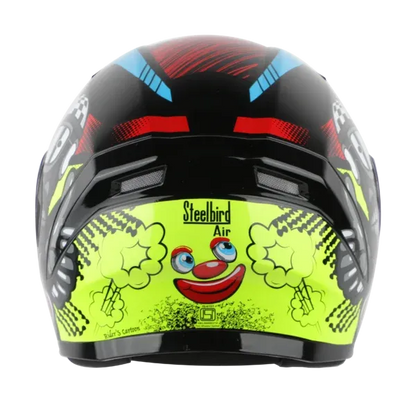 STEELBIRD Sba 21 Comic Glossy Black Neon Clear Visor Full Face Helmet