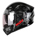 STEELBIRD Sba 21 Iss Combat Glossy Black Grey Full Face Helmet