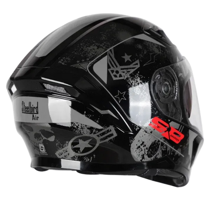 STEELBIRD Sba 21 Iss Combat Glossy Black Grey Full Face Helmet