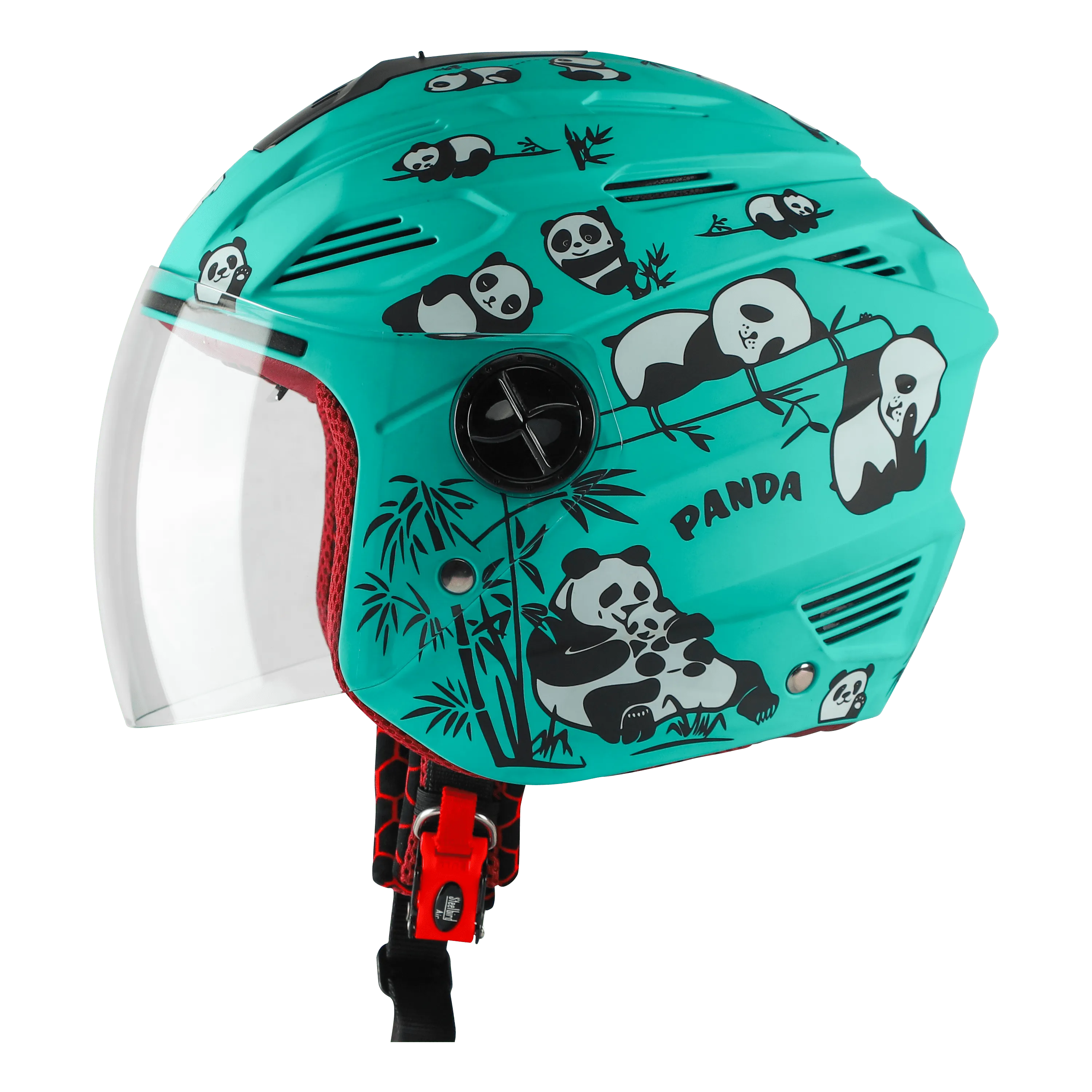 STEELBIRD Sba 6 Panda Caribbean Green 560Mm Half Face Helmet