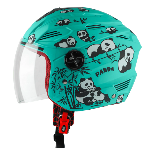 STEELBIRD Sba 6 Panda Caribbean Green 560Mm Half Face Helmet