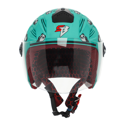 STEELBIRD Sba 6 Panda Caribbean Green 560Mm Half Face Helmet