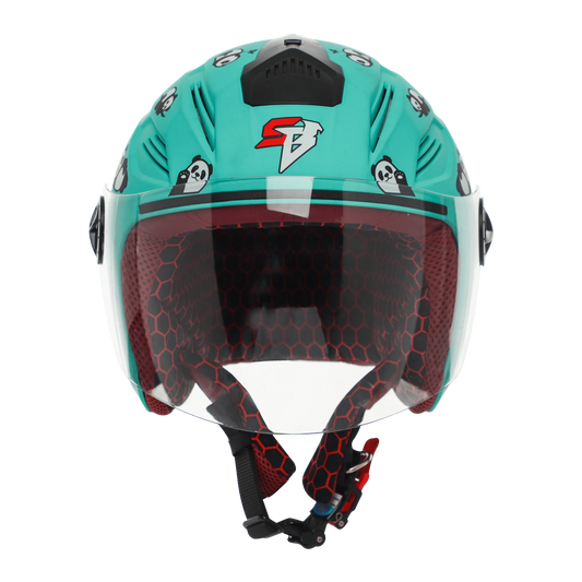 STEELBIRD Sba 6 Panda Caribbean Green 560Mm Half Face Helmet