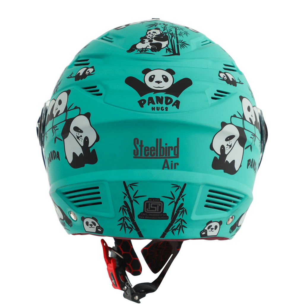 STEELBIRD Sba 6 Panda Caribbean Green 560Mm Half Face Helmet