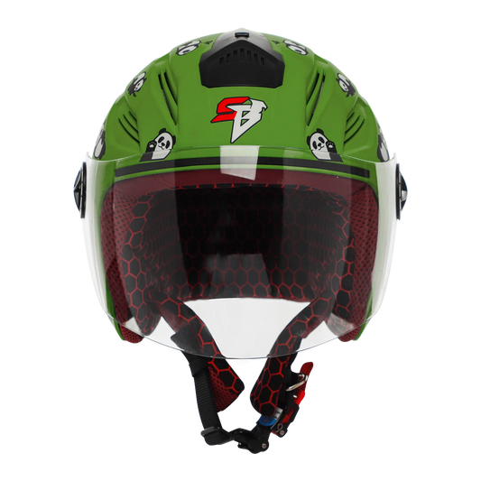 STEELBIRD Sba 6 Panda Green 560Mm Half Face Helmet