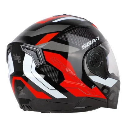 STEELBIRD Sba 7 Iss Road Glossy Black Red Md Clear Inner Full Face Helmet