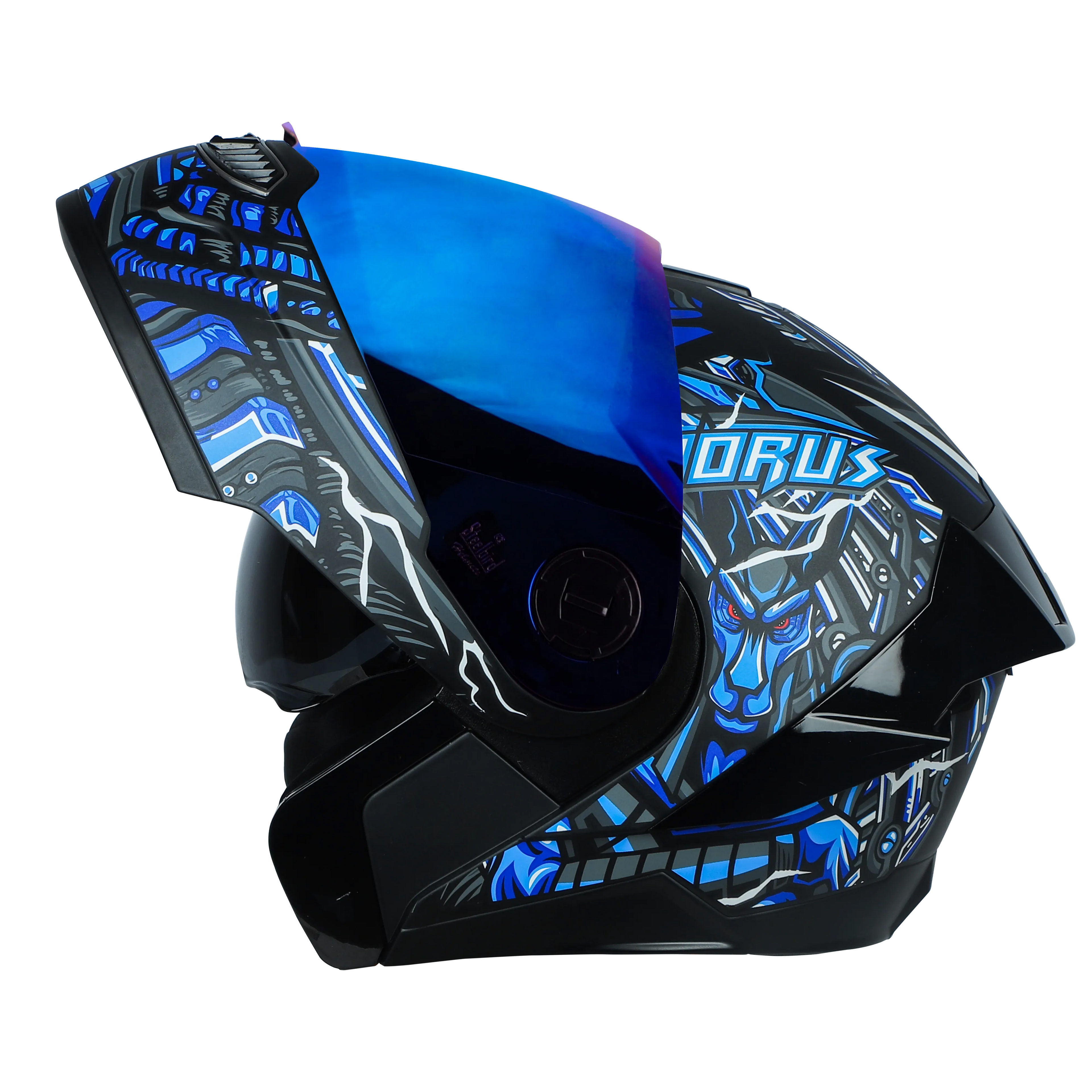 STEELBIRD Sba 8 Horus Black Blue Flip Up Helmet