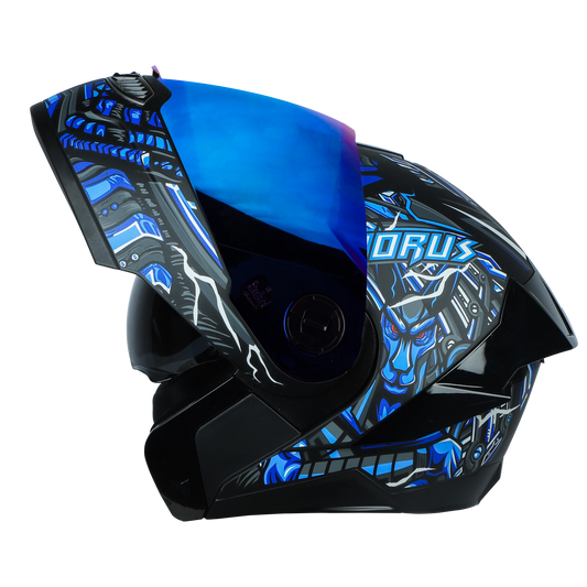 STEELBIRD Sba 8 Horus Black Blue Flip Up Helmet