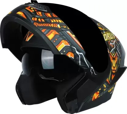 STEELBIRD Sba 8 Horus Black Gold Flip Up Helmet