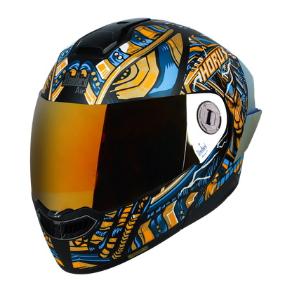 STEELBIRD Sba 8 Horus Black Gold Flip Up Helmet