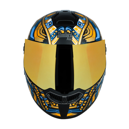 STEELBIRD Sba 8 Horus Black Gold Flip Up Helmet