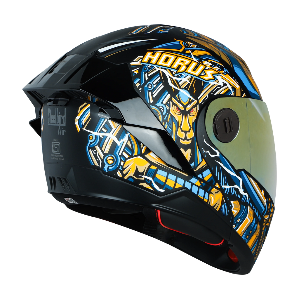 STEELBIRD Sba 8 Horus Black Gold Flip Up Helmet