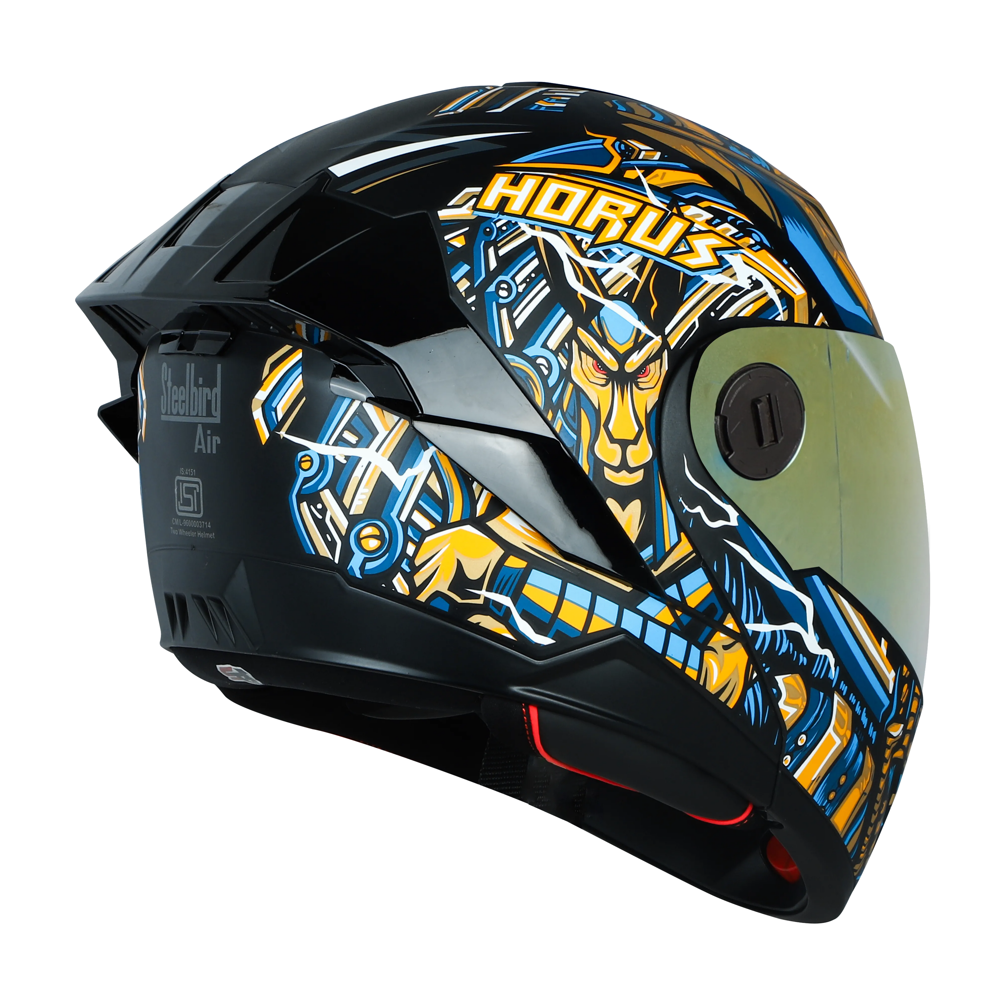 STEELBIRD Sba 8 Horus Black Gold Flip Up Helmet