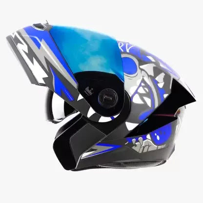 STEELBIRD Sba 8 Sharky Black Blue Flip Up Helmet