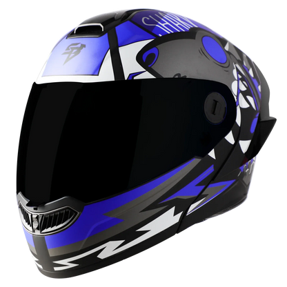 STEELBIRD Sba 8 Sharky Black Blue Flip Up Helmet