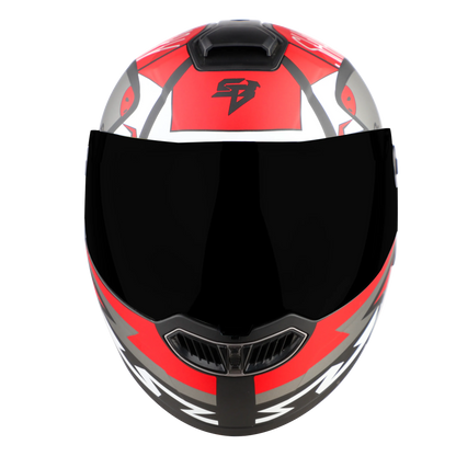 STEELBIRD Sba 8 Sharky Black Red Flip Up Helmet