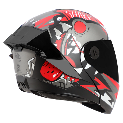 STEELBIRD Sba 8 Sharky Black Red Flip Up Helmet